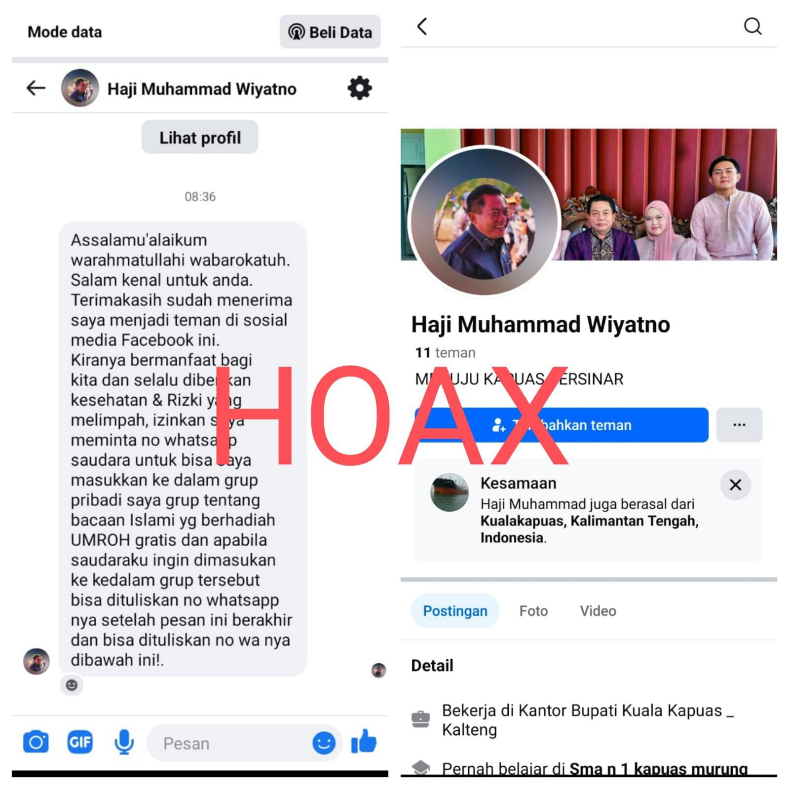 Akun Facebook Palsu Mengatasnamakan H M Wiyatno, Korban Laporkan ke Pihak Berwenang