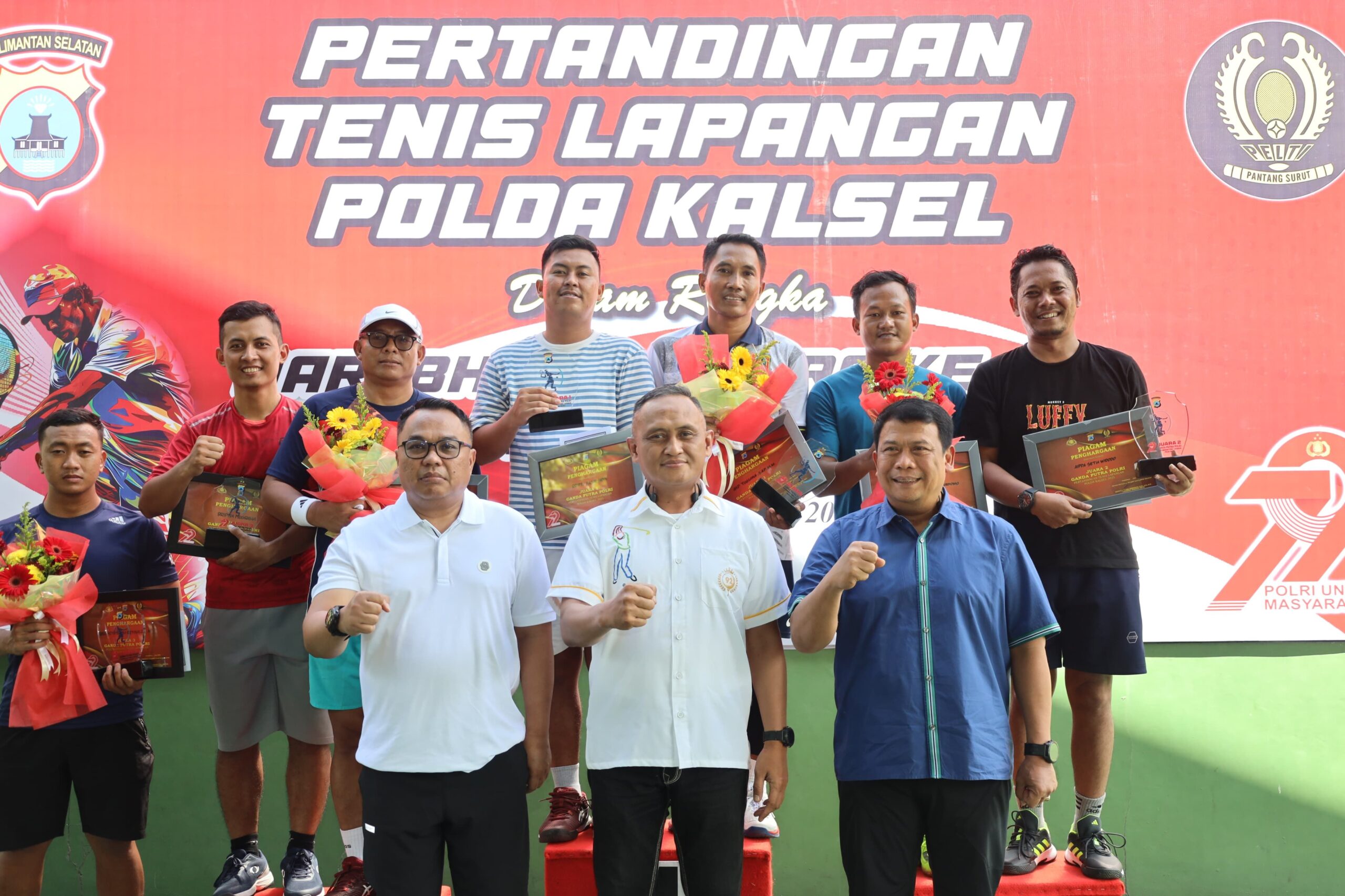 Pertandingan Tenis Lapangan Polda Kalsel dalam Rangka Hari Bhayangkara Ke-79 Resmi Ditutup, Berikut Pemenangnya