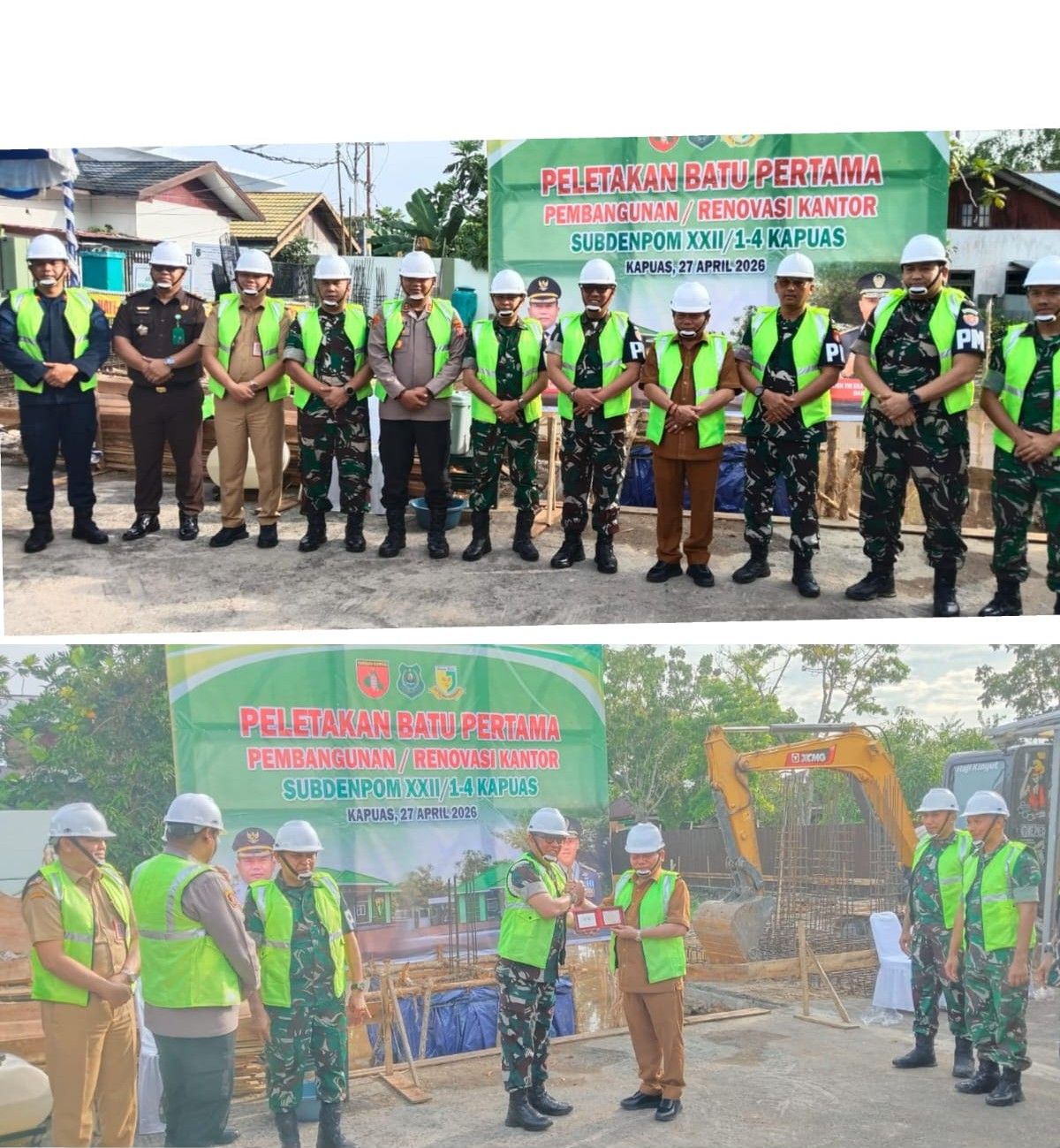 Peletakan Batu Pertama Kantor Subdenpom XXII/1-4 Kapuas dihadiri Langsung Danpuspomad Mayjen TNI Eka Wijaya Permana