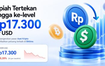Rupiah Kembali Tertekan Ke-level Terendah Rp17.300 per Dolar AS, Trading Volume $USDT dan $BTC di Bittime Melonjak dalam 24 Jam