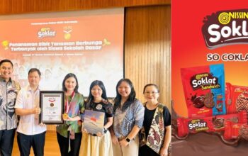 Ribuan Siswa SD Tanam Bunga, Nissin Soklat & PT Monde Mahkota Biskuit Raih Rekor MURI