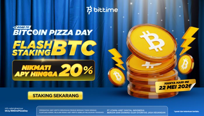 Bittime Hadirkan Flash Staking dengan APY Hingga 20%, Rayakan Bitcoin Pizza Day