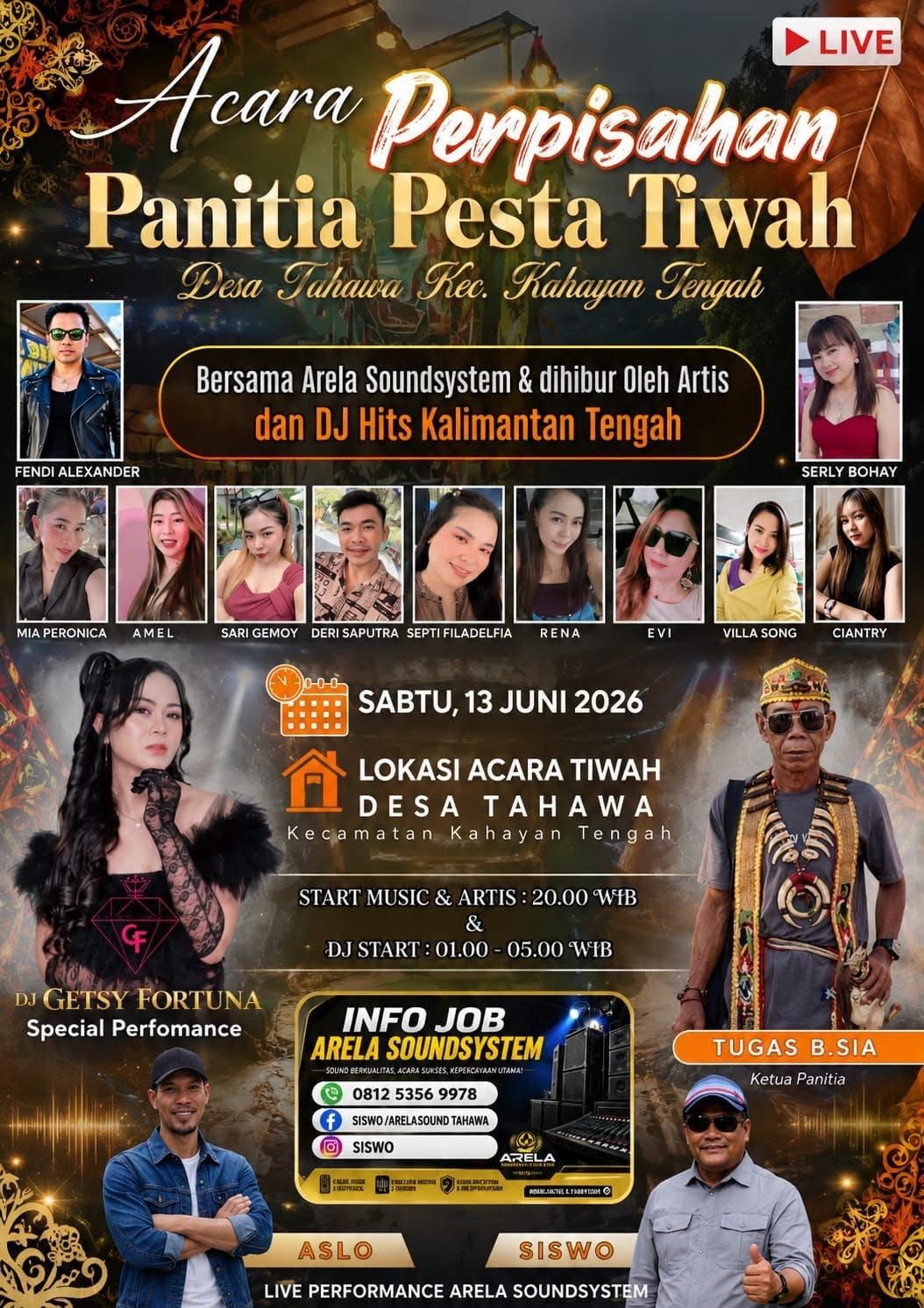 Penutupan Tiwah Tahawa di Meriahkan Acara Hiburan Rakyat Oleh Panitia Bersama Artis Lokal