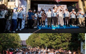 Ribuan Masyarakat Ramaikan Jalan Sehat dan Fun Bike Sambut HUT Bhayangkara ke-80 di Polda Kalteng