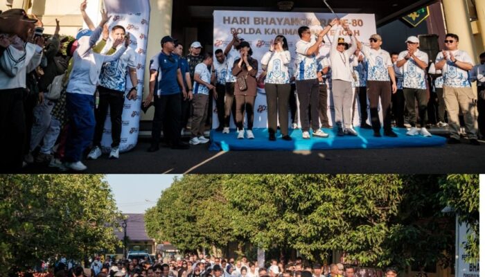 Ribuan Masyarakat Ramaikan Jalan Sehat dan Fun Bike Sambut HUT Bhayangkara ke-80 di Polda Kalteng