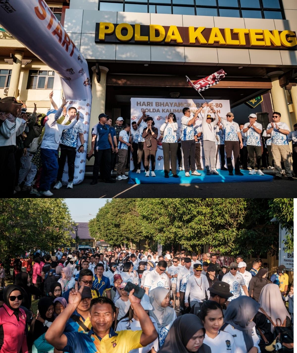 Ribuan Masyarakat Ramaikan Jalan Sehat dan Fun Bike Sambut HUT Bhayangkara ke-80 di Polda Kalteng