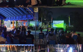 Suasana Meriah, Anggota Kodim 1016/Plk Nonton Bareng Bersama Masyarakat