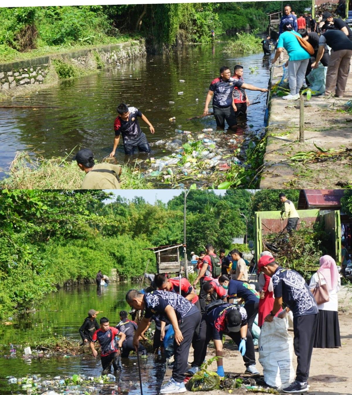 Peduli Kebersihan, Anggota Kodim 1016/Plk Laksanakan Karya Bakti Pembersihan Parit