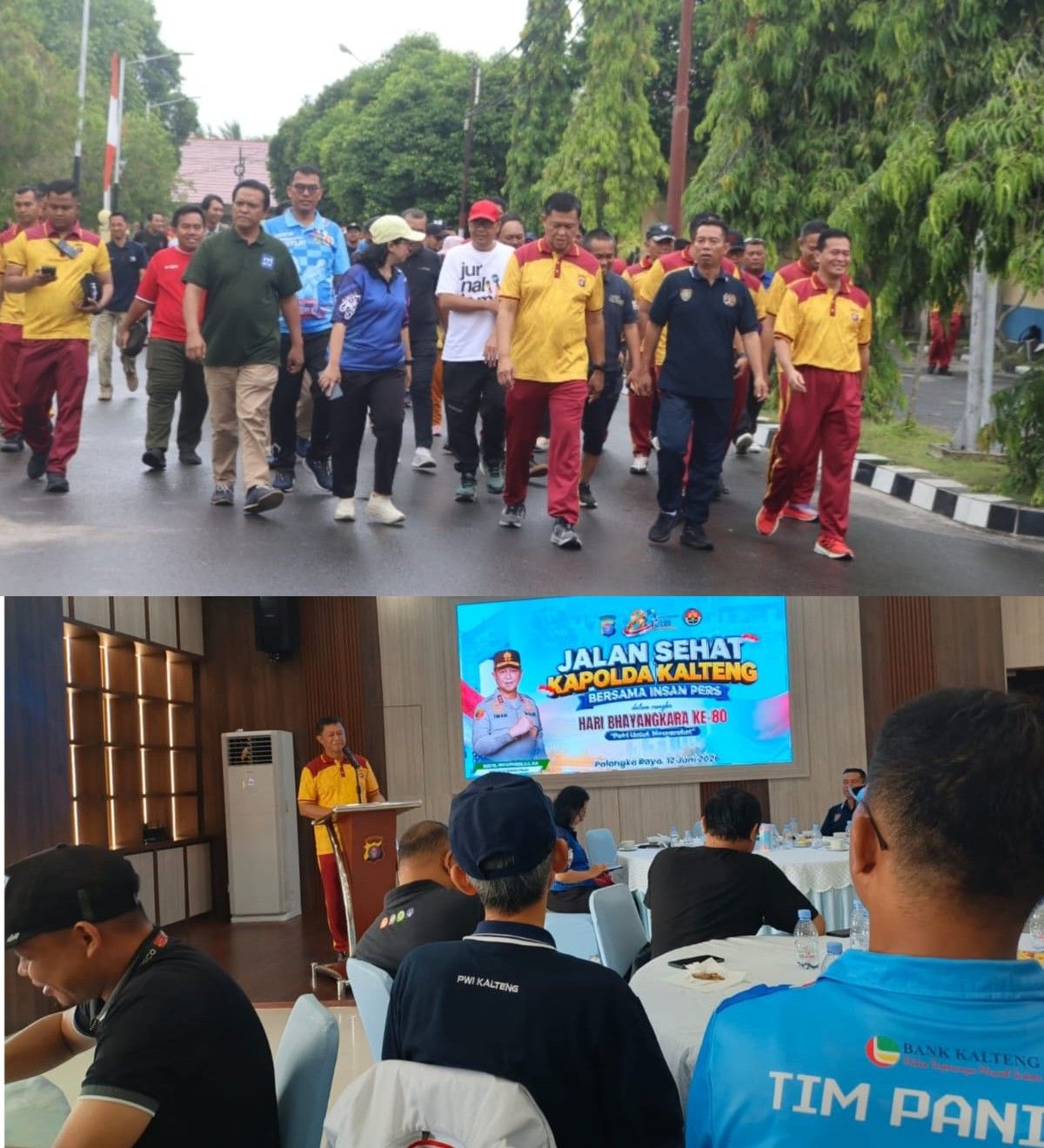 Sambut HUT Bhayangkara ke-80, Polda Kalteng Gandeng Insan Pers Perkuat Sinergi Lewat Jalan Sehat