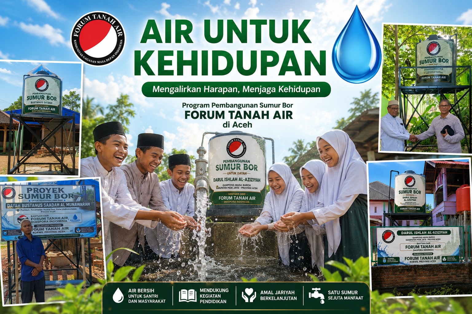 Pasca Bencana, FTA diaspora Indonesia bangun 5 Sumur Bor Jadi Solusi Air Bersih di Aceh