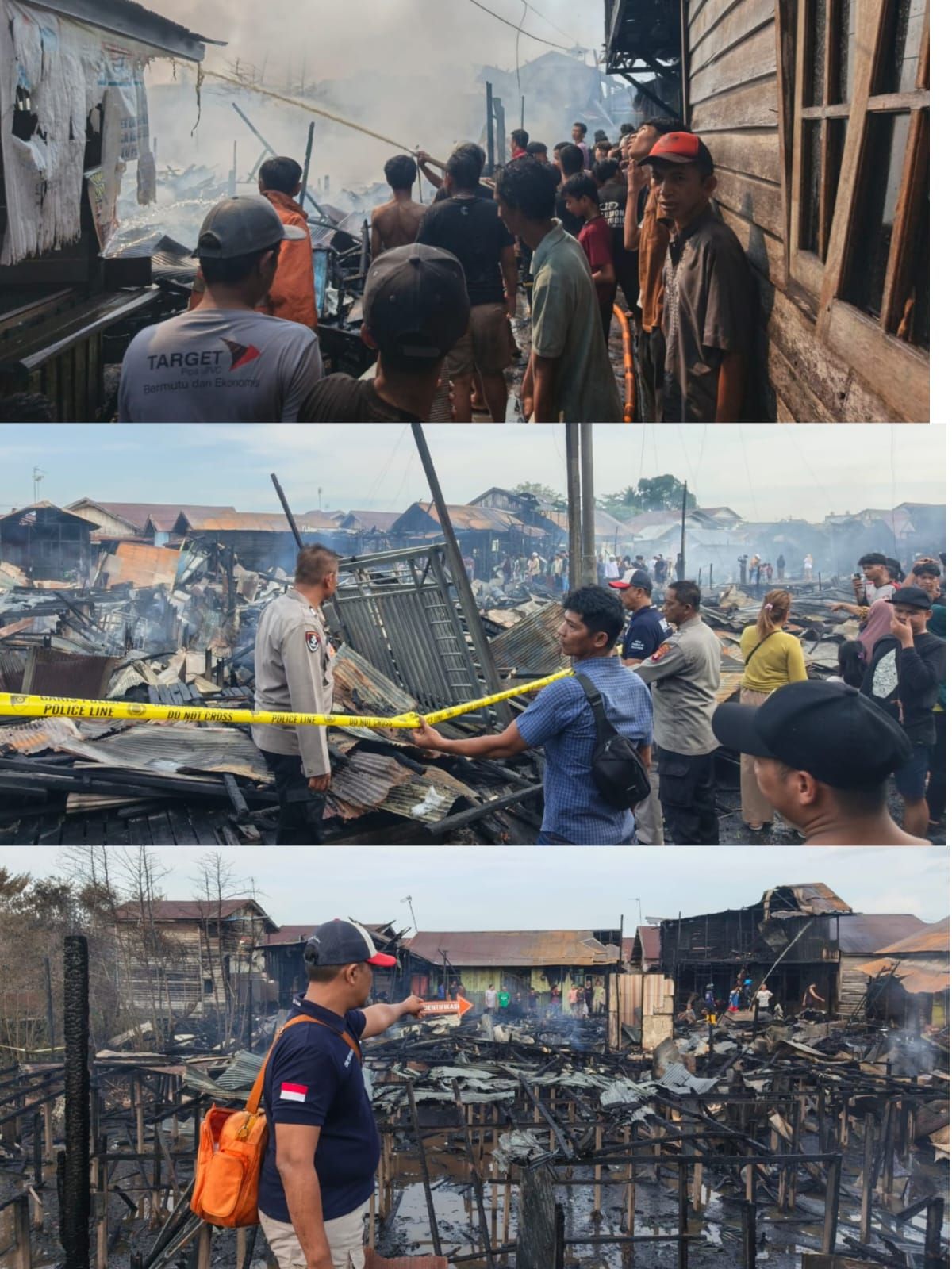 Polresta Palangka Raya Tangani Peristiwa Kebakaran yang Menghanguskan 36 Bangunan di Komplek Puntun