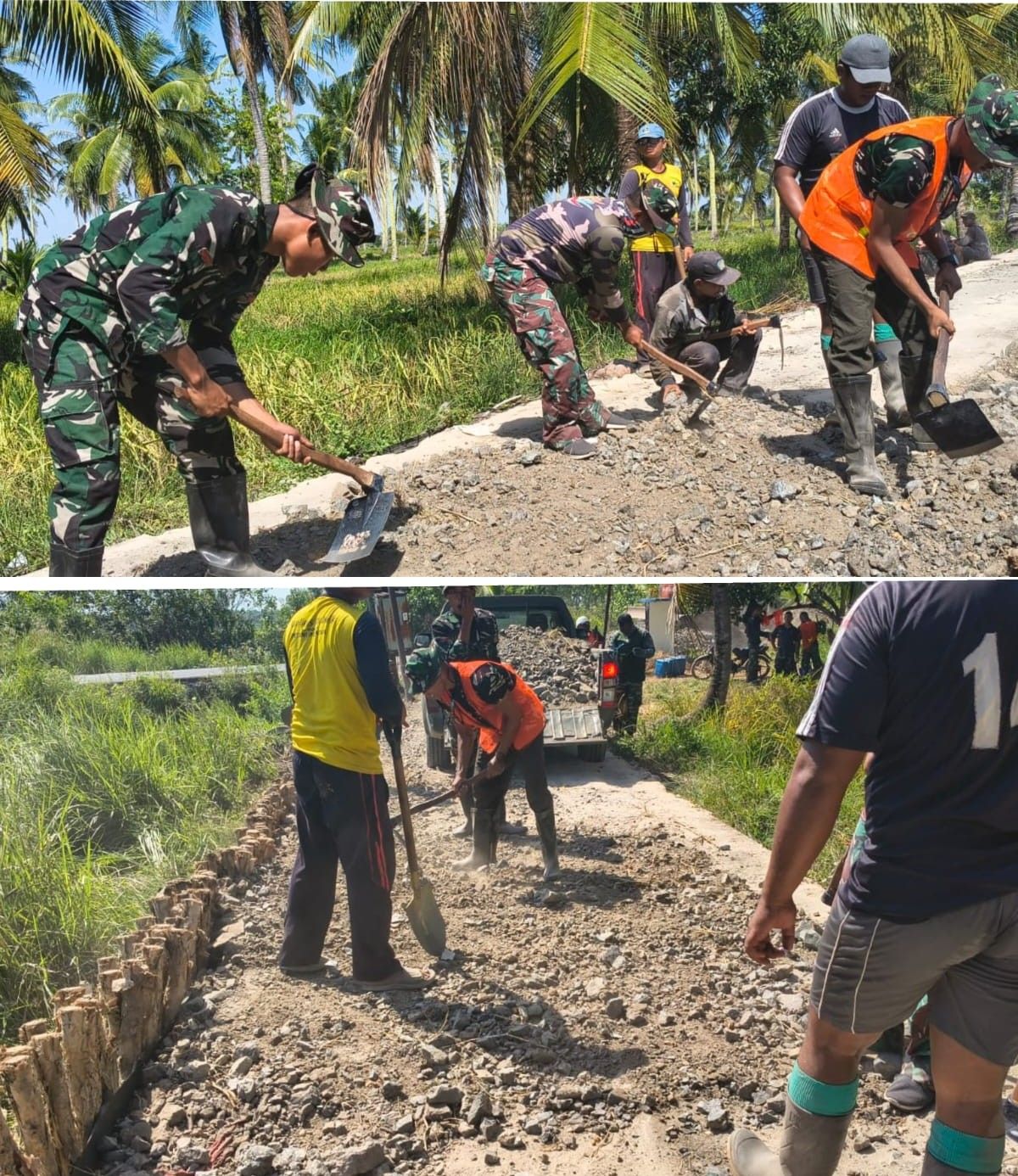 Satgas TMMD Reguler Ke-129 Bersama Warga Tingkatkan Badan Jalan 1,2 Kilometer di Desa Bandaraya