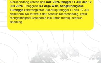Asia Afrika Festival 2026 Digelar Akhir Pekan di Kota Bandung, KAI Daop 2 Bandung Imbau Pelanggan Datang ke Stasiun Lebih Awal Asia Afrika Festival 2026 Digelar Akhir Pekan di Kota Bandung, KAI Daop 2 Bandung Imbau Pelanggan Datang ke Stasiun Lebih Awal