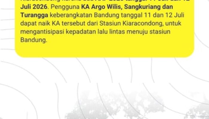 Asia Afrika Festival 2026 Digelar Akhir Pekan di Kota Bandung, KAI Daop 2 Bandung Imbau Pelanggan Datang ke Stasiun Lebih Awal
