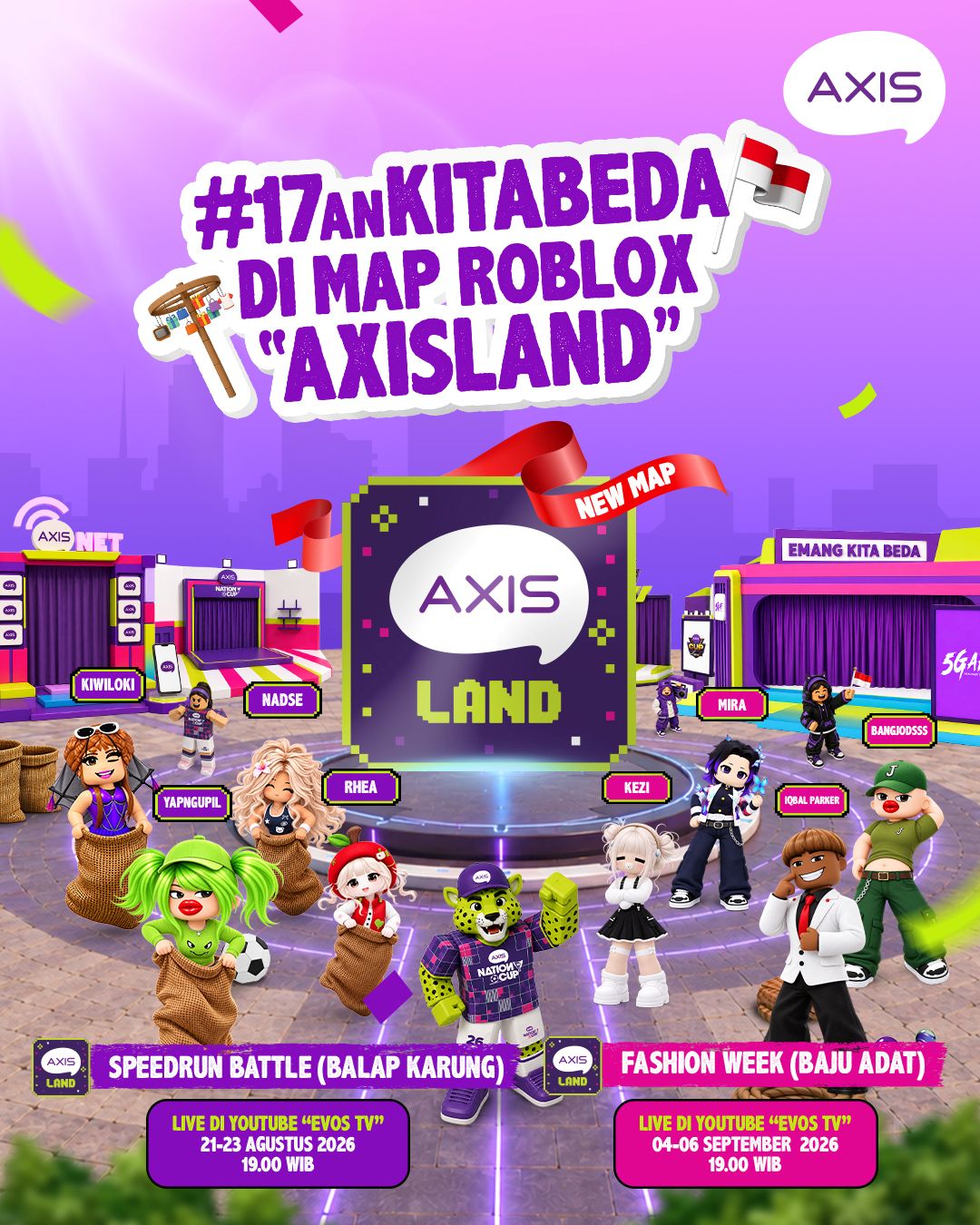 Rayakan Kemerdekaan dengan Cara Berbeda AXIS Ajak Anak Muda Mabar dan Ikut Lomba 17-an di AXISLAND Roblox