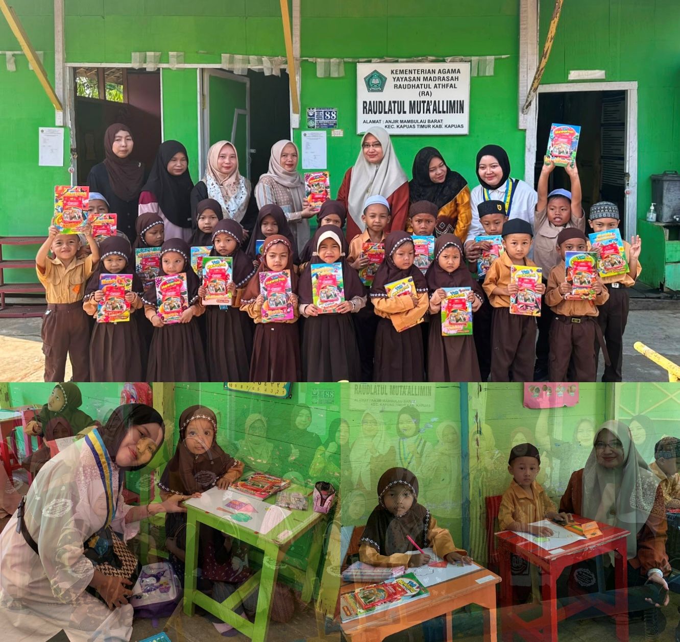 “Ketua PC PMII Kapuas Membersamai Anggota DPRD Masliana”  Membagikan Buku Mewarnai kepada Anak-Anak RA Raudatul Muta’allimin