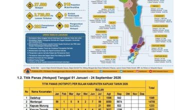 Per 24 September: 27.580 Titik Panas Terdeteksi di Kapuas, Tim Gabungan Padamkan Api di Puluhan Titik