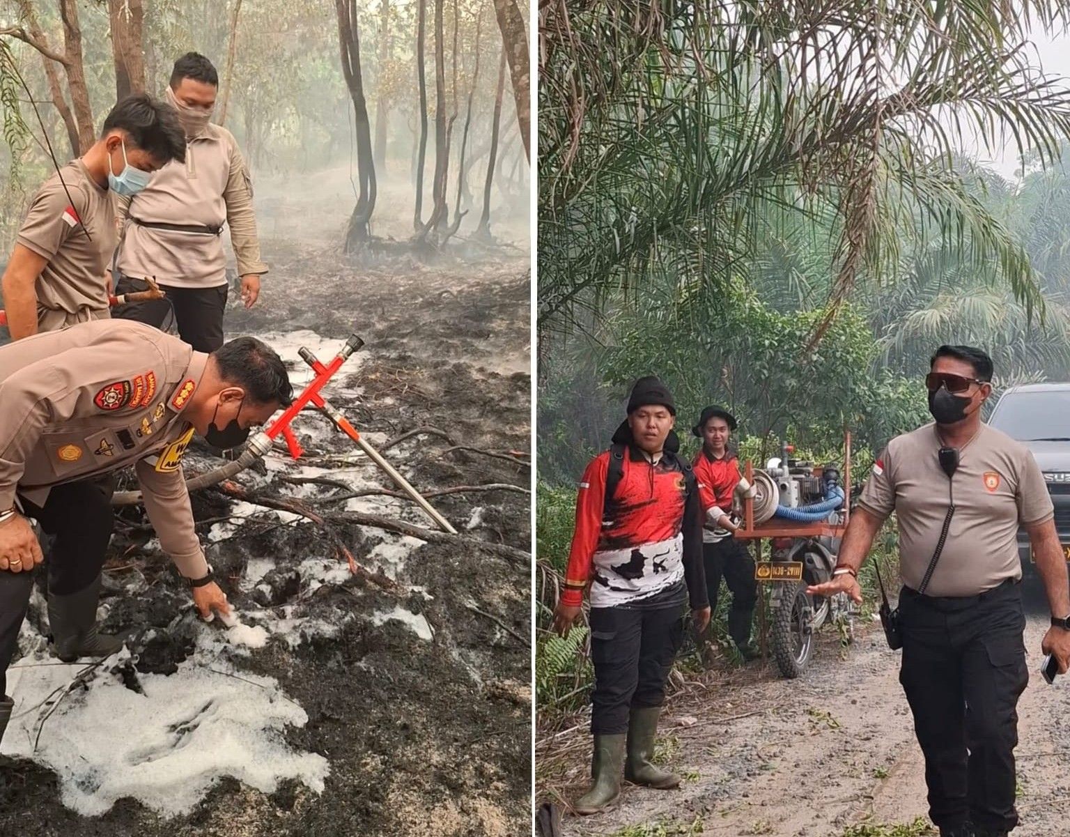 Dirsamapta Polda Kalteng Pantau Langsung Penggunaan Larutan Surfaktan Dalam Penanganan Karhutla