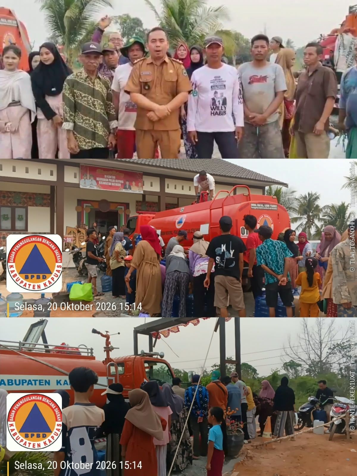 Atasi Kekeringan, BPBD Kapuas Salurkan 8.000 Liter Air Bersih ke Kelurahan Pulau Kupang