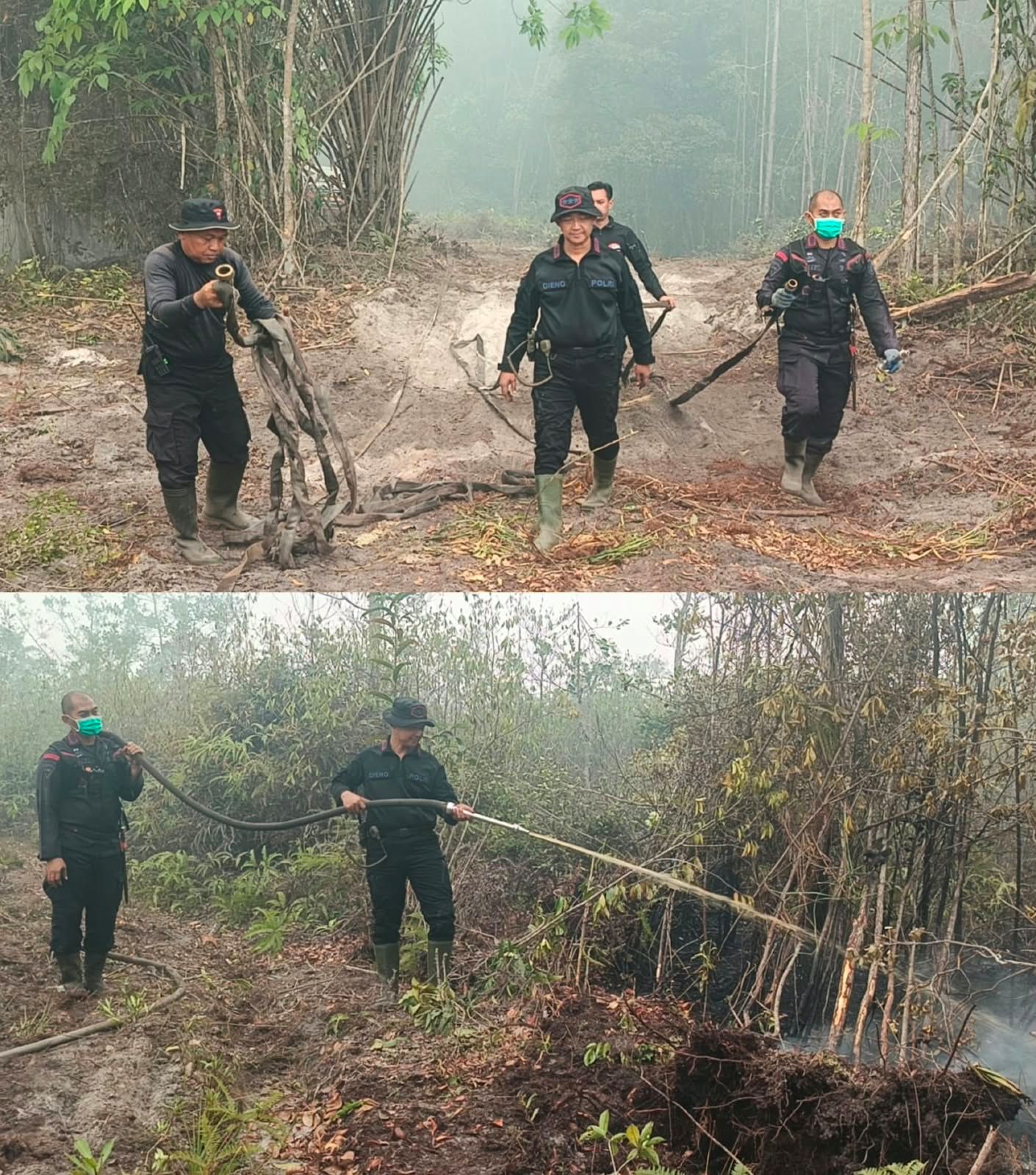 Hari Minggu Tak Surutkan Semangat Personel Polda Kalteng Padamkan Karhutla Demi Masyarakat