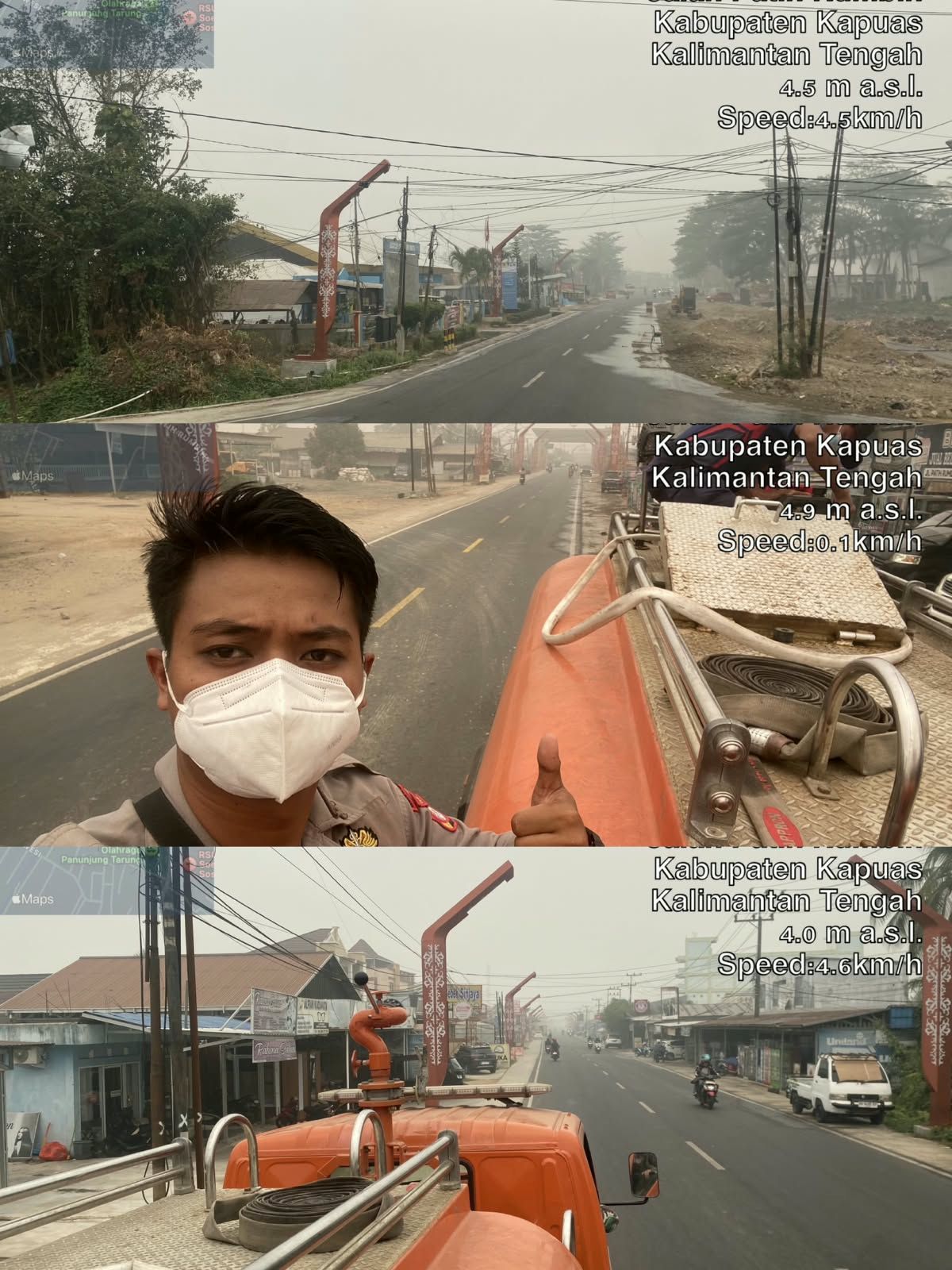Tanggapi Keluhan Warga, Satgas Karhutla Kapuas Lakukan Penyemprotan Jalan Patih Rumbih