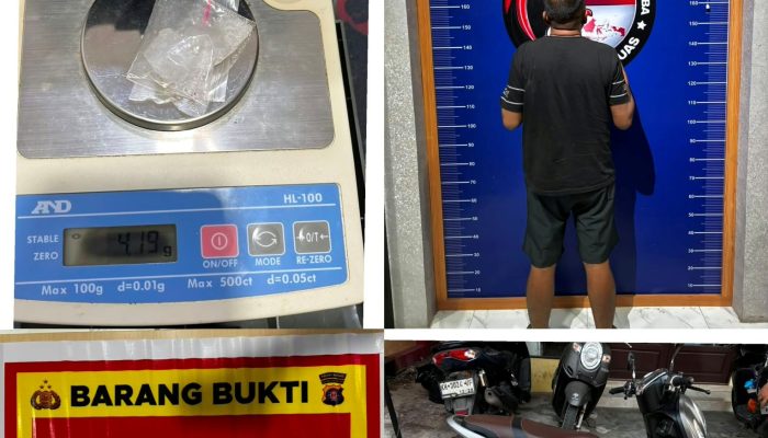 Polres Kapuas Amankan Pria Diduga Bawa Sabu 4,19 Gram di Selat Utara