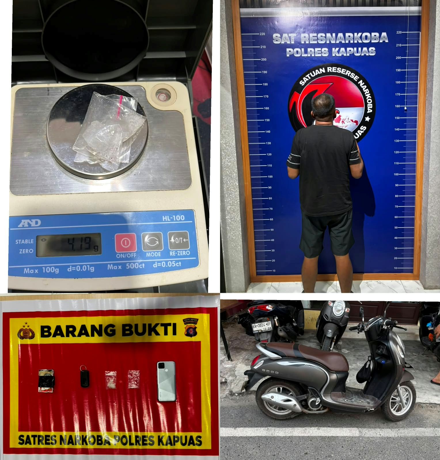 Polres Kapuas Amankan Pria Diduga Bawa Sabu 4,19 Gram di Selat Utara
