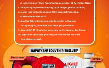 Uji Ketelitian Lewat Puzzle Quiz, LRT Jabodebek Siapkan Merchandise Eksklusif bagi Pemenang Uji Ketelitian Lewat Puzzle Quiz, LRT Jabodebek Siapkan Merchandise Eksklusif bagi Pemenang